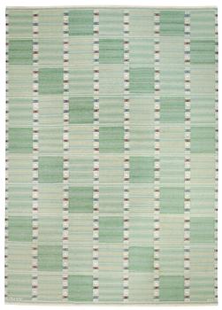 RUG. "Falurutan, grön Fabiola". Rölakan (flat weave). 261 x 185,5 cm.