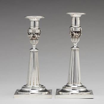 Johann Rudolf Haller, ljusstakar, ett par, silver, Augsburg 1801.