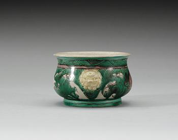 A Wucai censer, Qing dynasty, 17th Century.