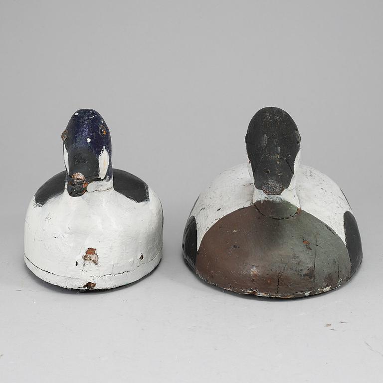 Two painted wood imitation duck,  first half of the 20th century.