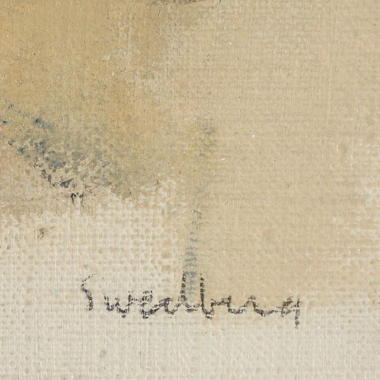 ROLF SWEDBERG, Olja på duk uppfodrad på pannå. Sign Svedberg.