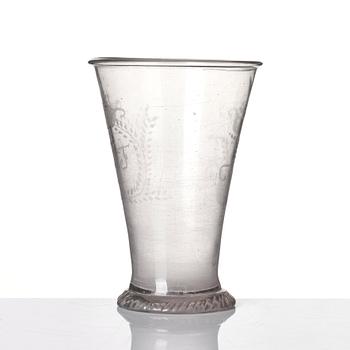 A glass goblet, Skånska glasbruket, Sweden, 18th Century.