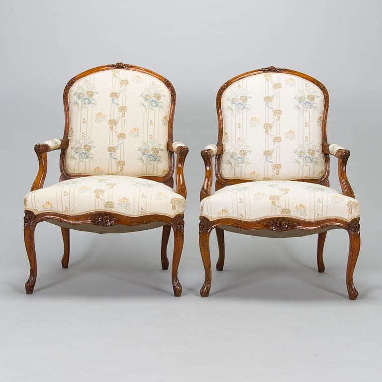 A pair of armchairs, late 19th century.