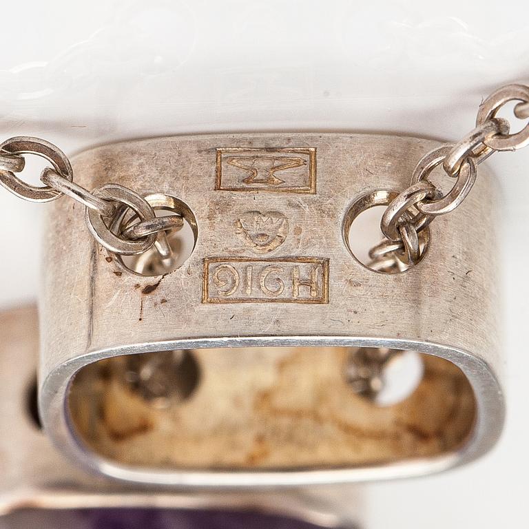 Elis Kauppi, A silver and amethyst necklace. Kupittaan kulta, Turku.