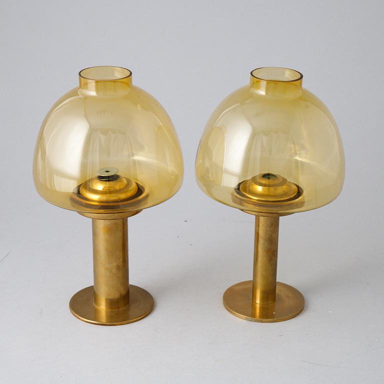 Hans-Agne Jakobsson, a pair of 'L102/27' brass and glass light holders, Markaryd.