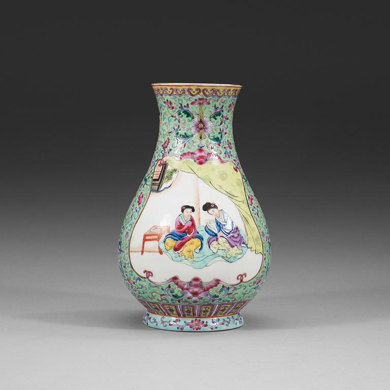 A famille rose vase, 20th Century, with seal mark in red.