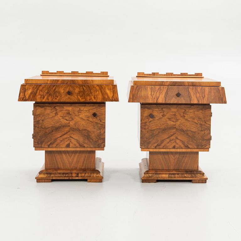 Nightstands, a pair, Art Deco, first half of the 20th century.