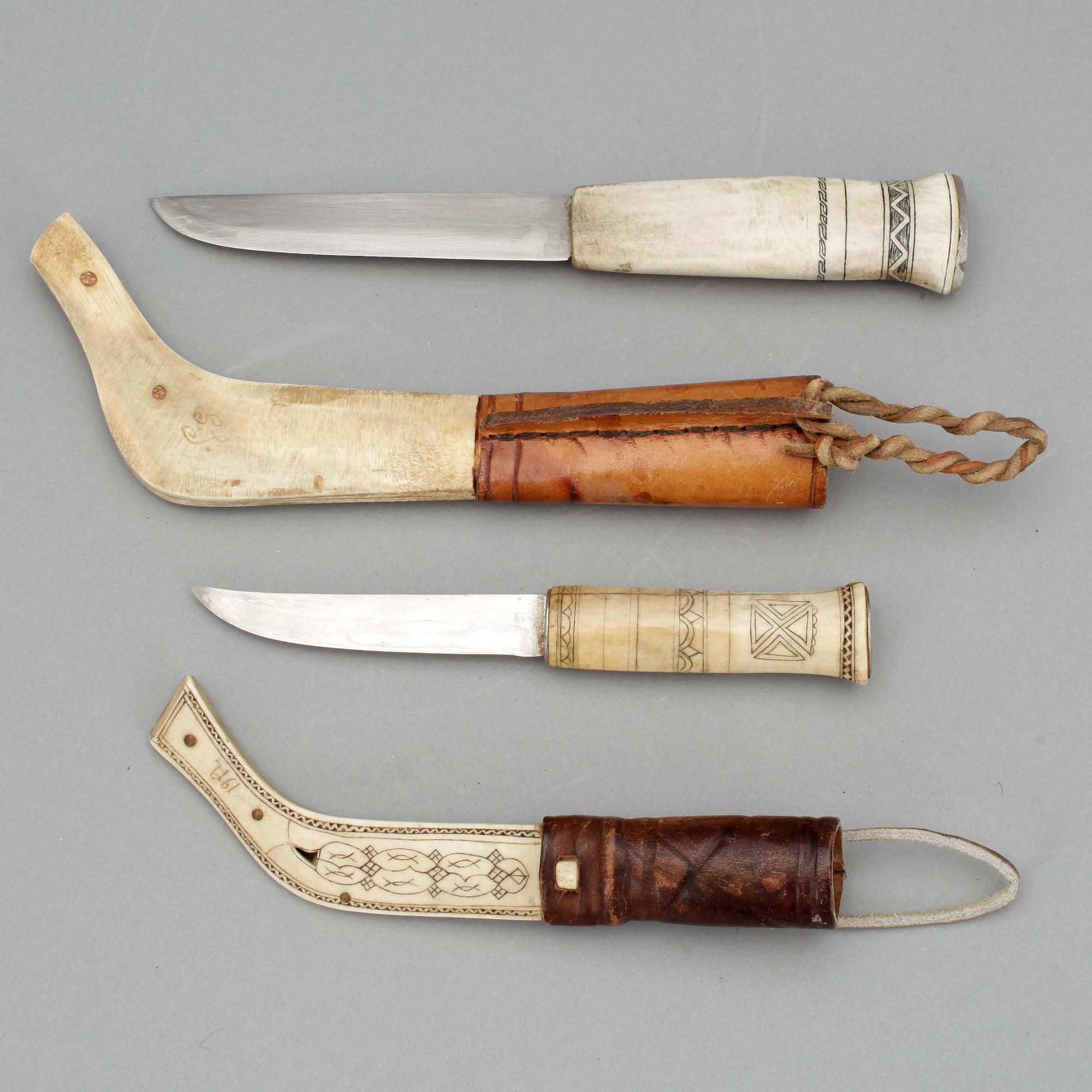 SAMEKNIVAR, 2st, en med signatur, 1900-tal.