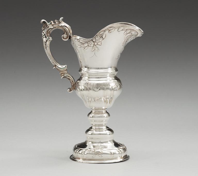 A German 18 th century silver ewer, unidentified makers mark, Breslau 1776-1791.