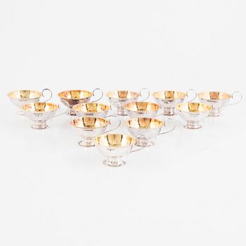 Punchmuggar, 12 st, silver, GAB, Stockholm 1966-67.