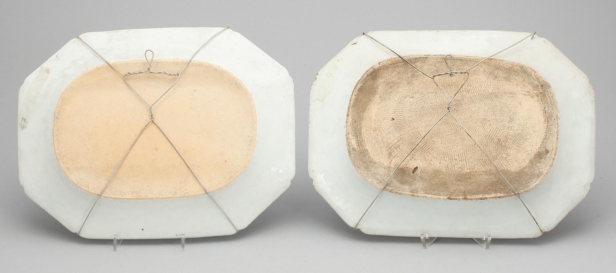 STEKFAT, 2 st, porslin, Qing dynastin, Qianlong (1736-1795).
