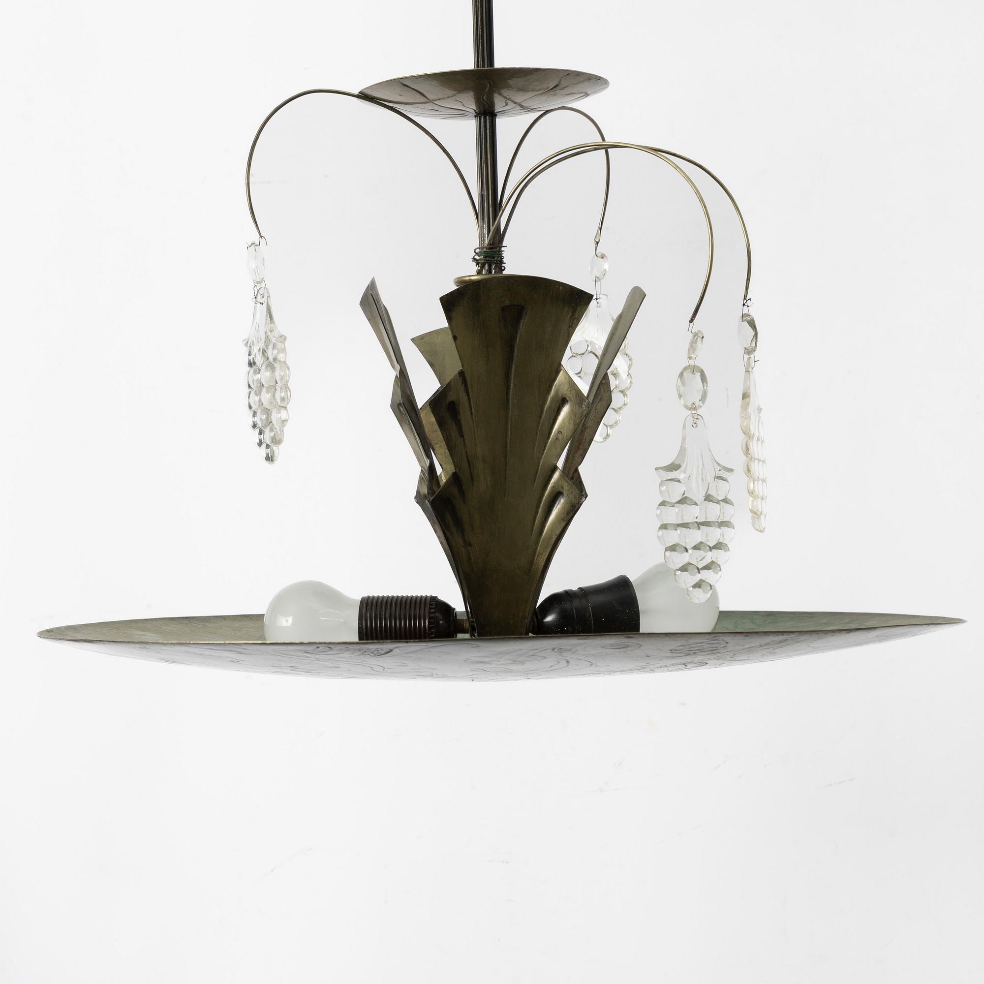 A Swedish Grace ceiling lamp, Sweden, 1920's, by engraver Gustaf Åström, Stockholm.