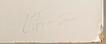 John Melin, utställningsaffisch, Moderna Museet för Lucio Fontana. Signerad av Lucio Fontana.