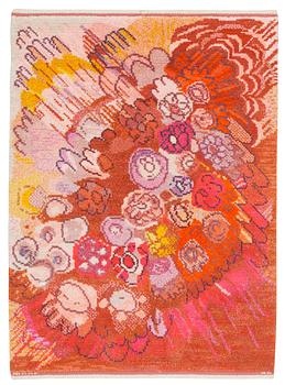Anita Dahlin, A RUG, "Blommattan", knotted pile, 170 x 123,5 cm, signed AB MMF AD.