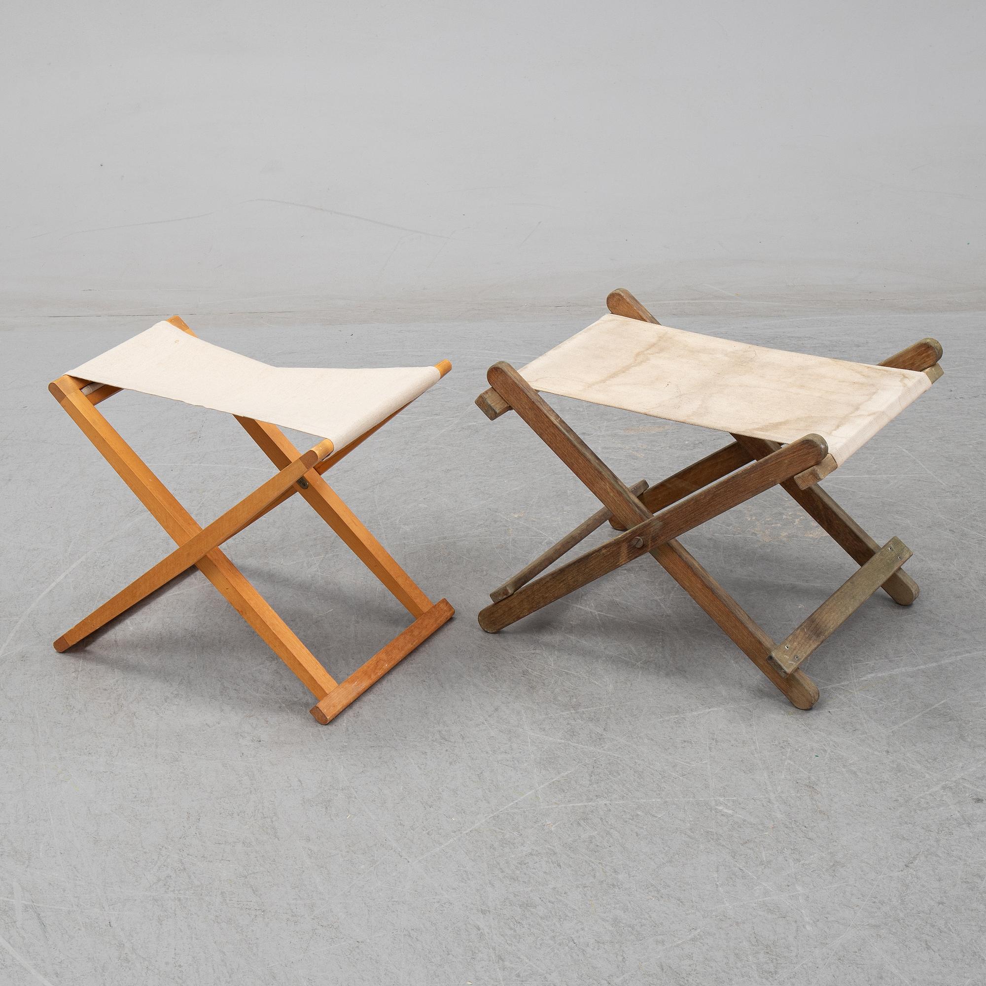Mogens Koch, a 'MK16' folding stool + 1 another folding stool, Denmark.