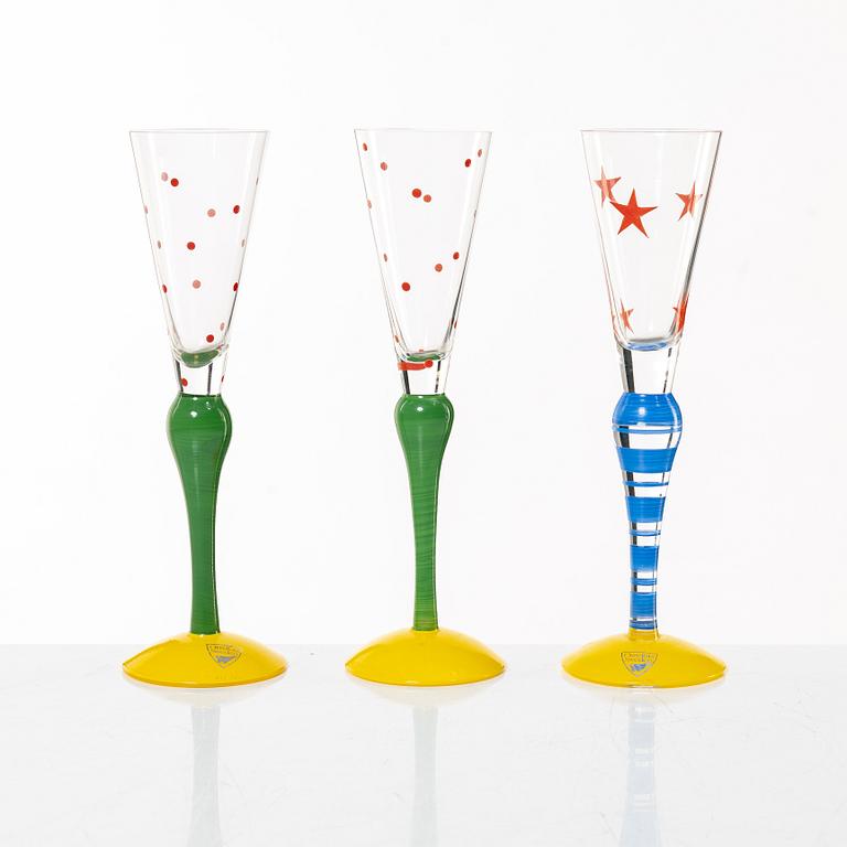 Anne Nilsson, snapsglas, 10 st, "Clown", Orrefors.