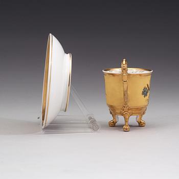 A cup and saucer, probably Russian, Imperial Porcelain Factory, St. Petersburg, first half 19th century.
