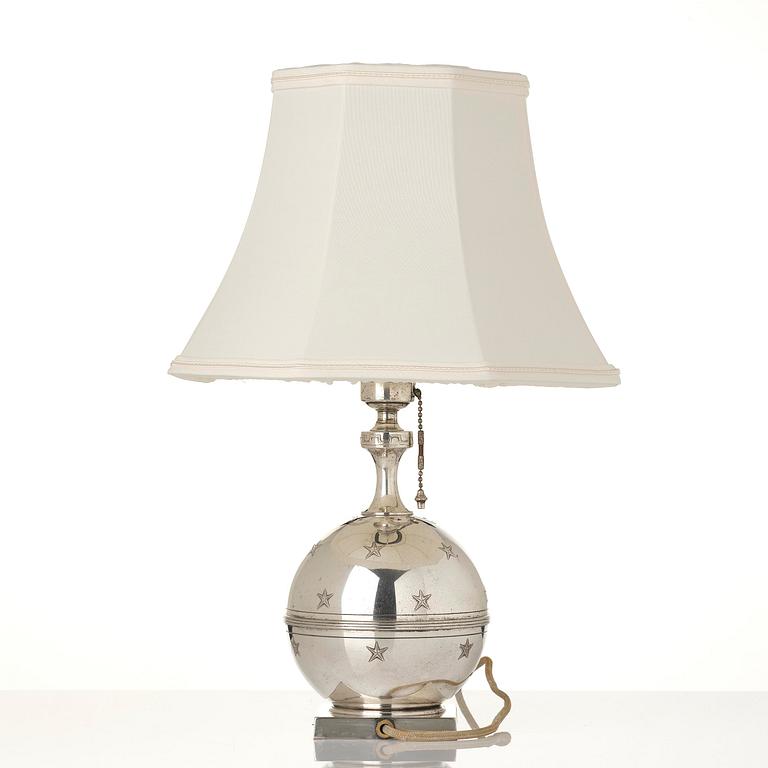 Jacob Ängman, a rare table lamp, Guldsmedsaktiebolaget, Stockholm, ca 1930.