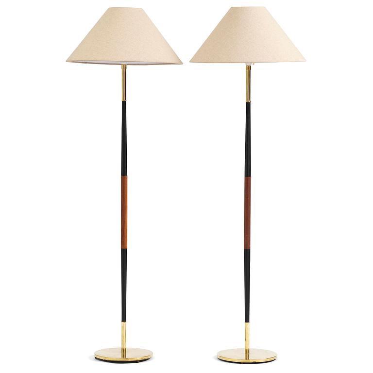 Scandinavian Modern, a pair of floor lamps, Denmark, 1950s–60s.
