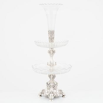 Henniger & Co, a silver plate and cut glass centrepiece, Germany, circa 1900.