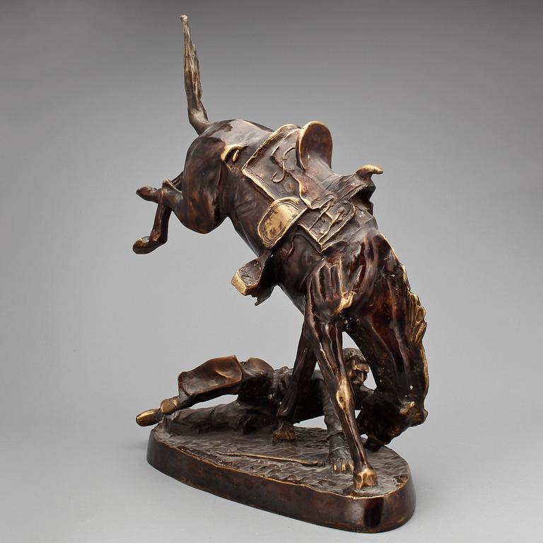 SKULPTUR, brons, efter Fredric Remington, 1900-tal.