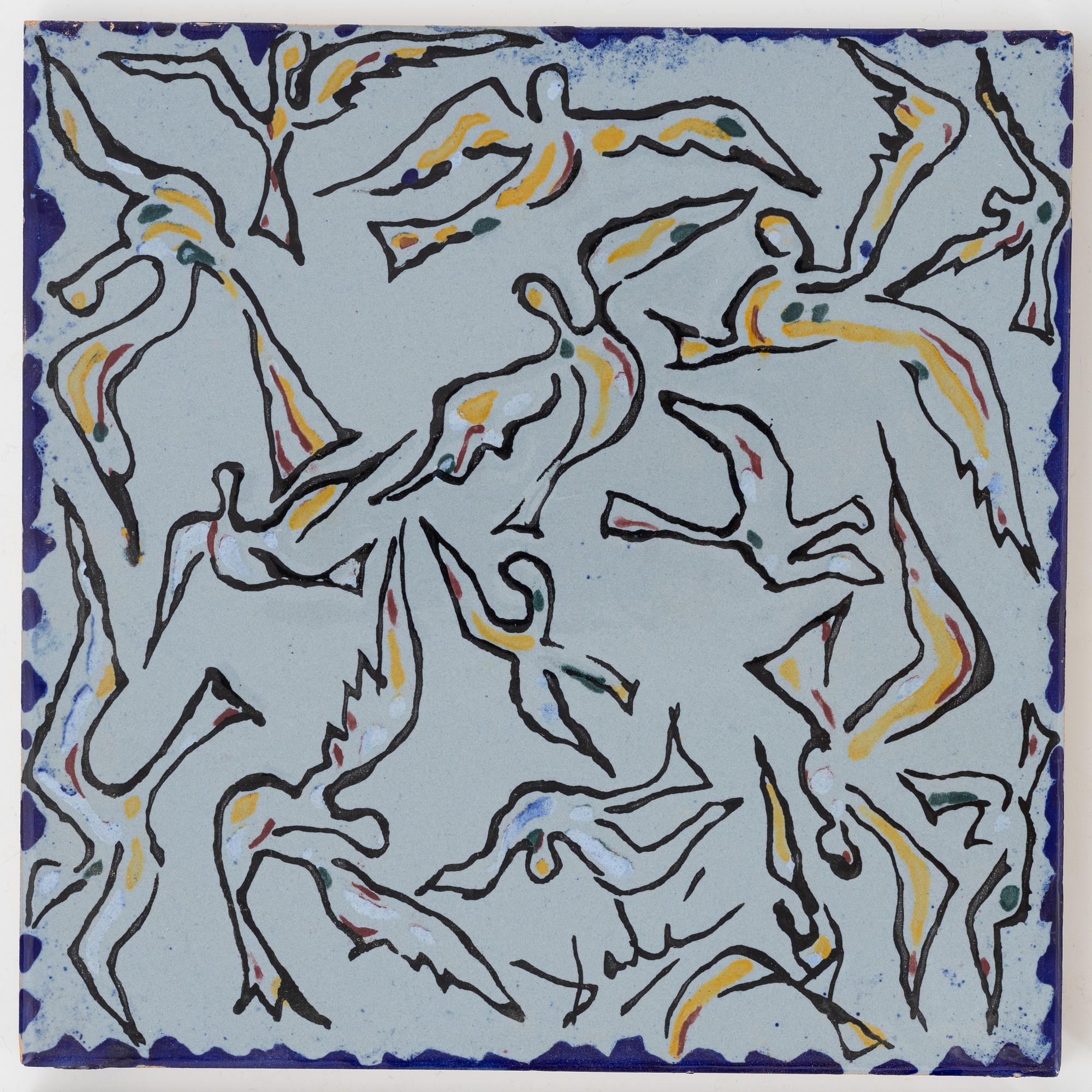 Salvador Dalí, after. A set of six earthenware tile plates, Spain.