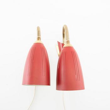 Wall lamps, a pair, mid-20th century.