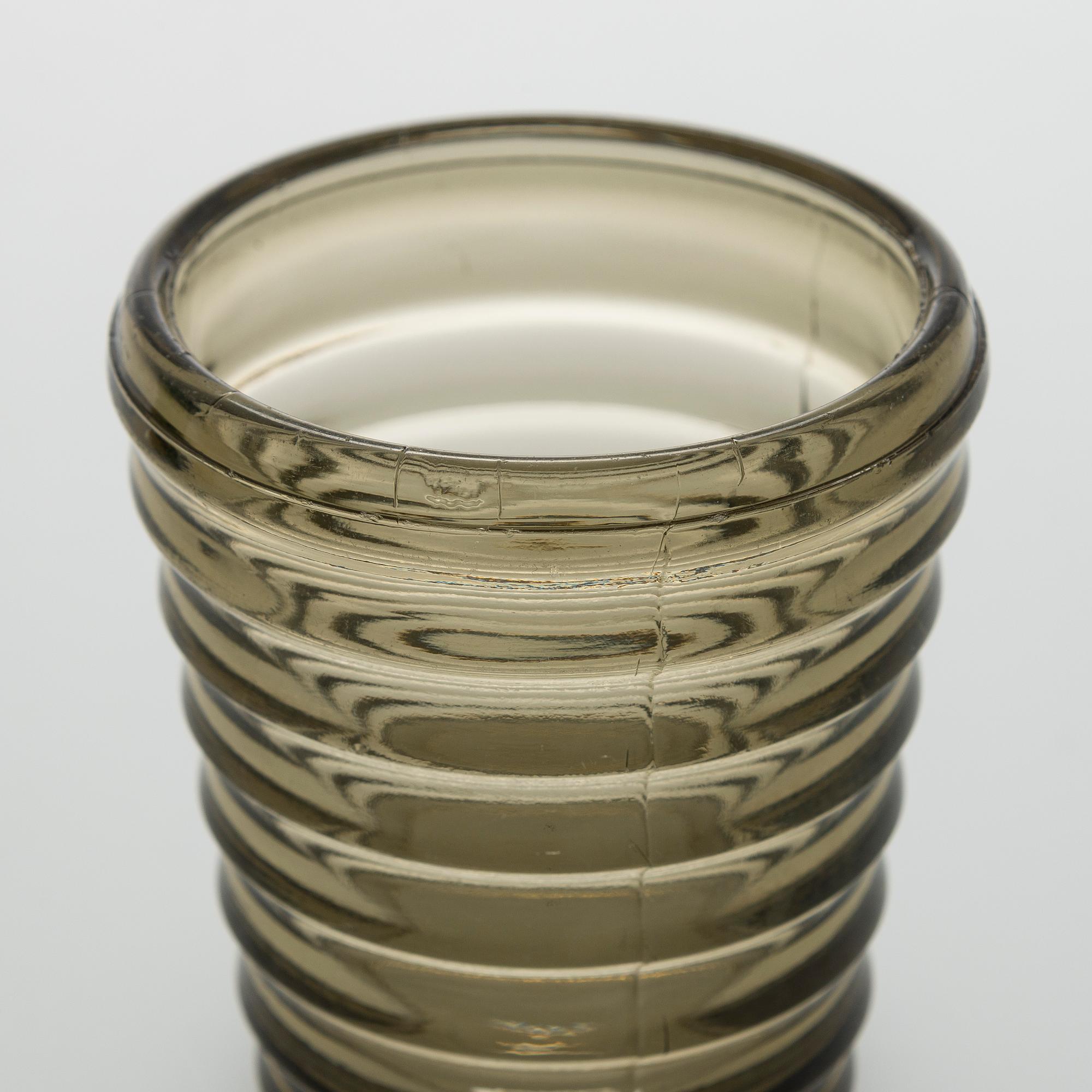 Aino Aalto, set of three  1930s 'Bölgeblick' 4052 drinking glasses for Karhula Glassworks, Finland.