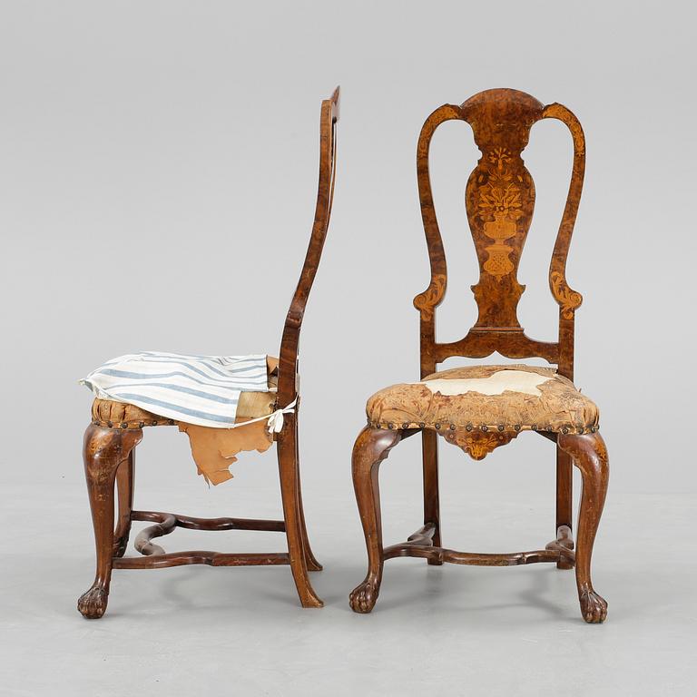 STOLAR, ett par, senbarock, 1700-tal.