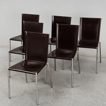 Six leather chairs from Effezeta, Italy, late 20th Century.