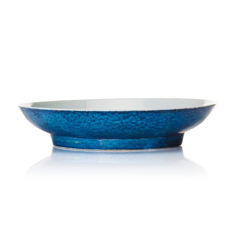 A turquoise glazed anhua dish, mark and period of Xuande (1426-35).