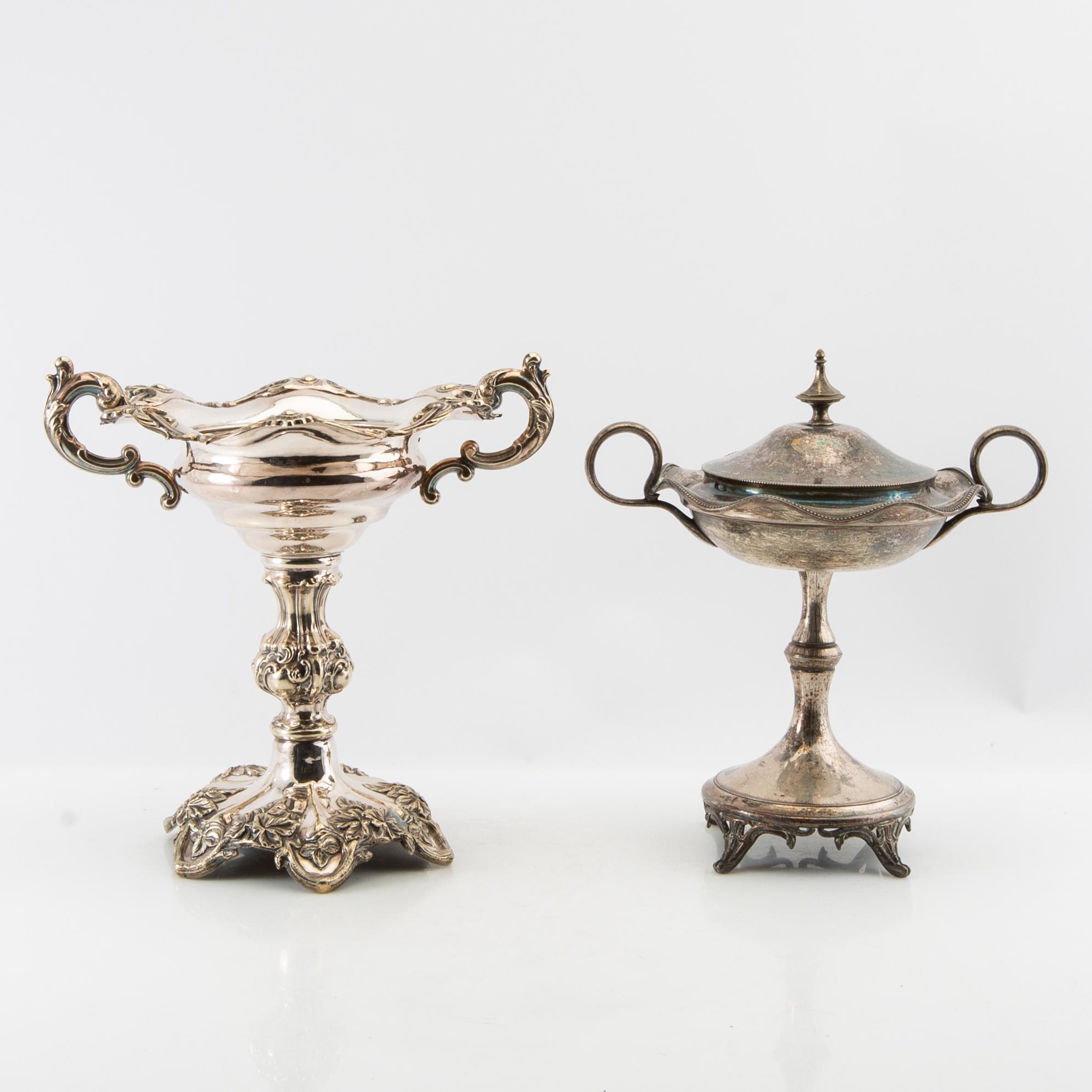 Sugar bowls 2 pcs, silver plate, early 20th century.
