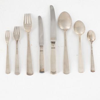 A silver cutlery set, 98 pieces "Rosenholm", design by Jacob Ängman, GAB, Stockholm 1960s-1980s.