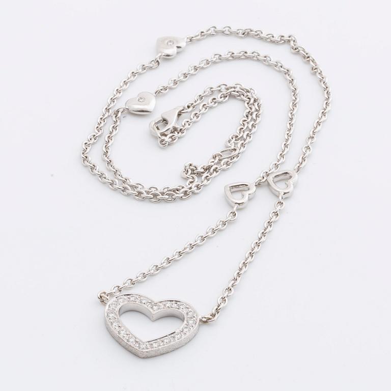 NECKLACE 18K whitegold and brilliant-cut dimaonds 0,42 ct in total TW VVS certficate enclosed.