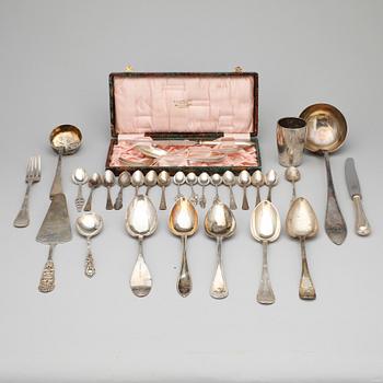 PARTI BESTICK, 31 delar, silver, bla GAB, Stockholm, 1927. Total vikt 992 gram.