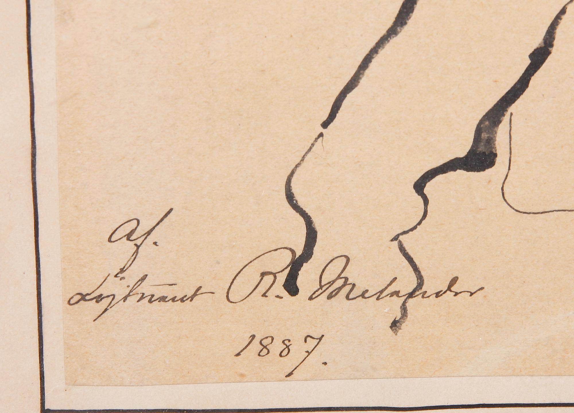 OKÄND KONSTNÄR, blandteknik samt tusch, 2 st, sign.