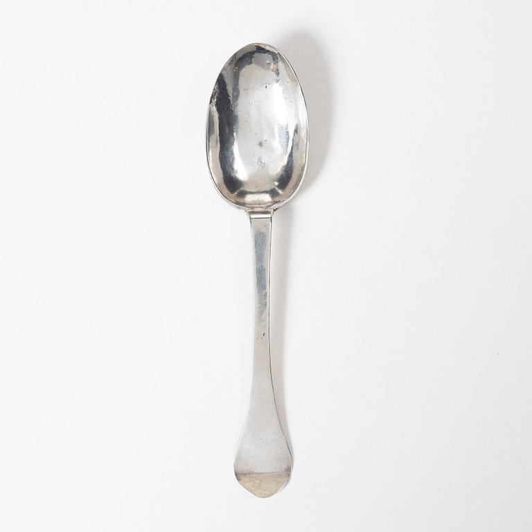A Swedish silver rat-tail spoon, mark of Jacob Brunck, Stockholm 1733.