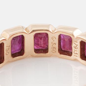 Ring, full eternity, 18K gold with rubies.