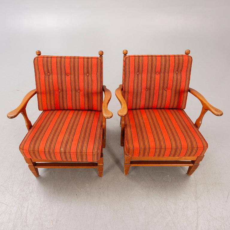 A pair of Gösta Göperts "åre" pine armchairs second part of the 20th century.