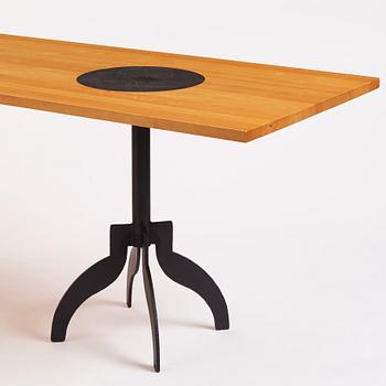 Jonas Bohlin, a birch and iron 'Triptyk' table, Källemo, Sweden, post 1989.