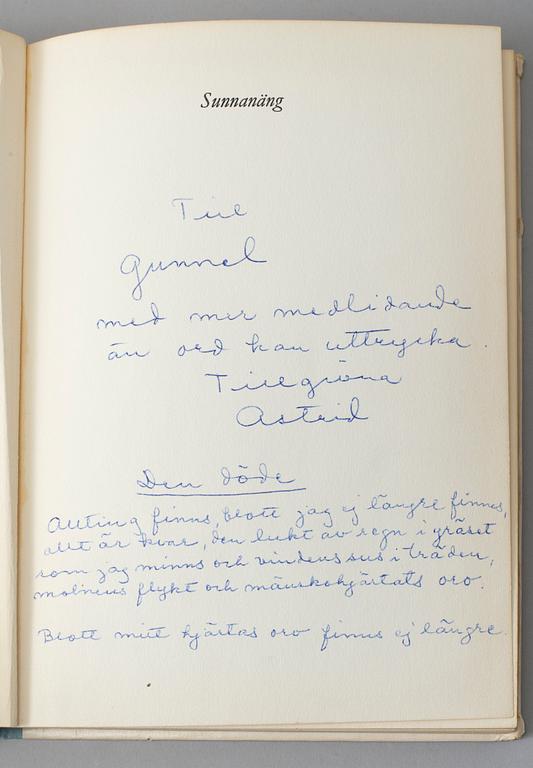 Two books by Astrid Lindgren with dedications from the author.