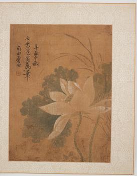 An album with 12 paintings by Qing dynasty artists, circa 1900. Attributed to Zhang Jian, Shou Ping, Yang Jin, after.