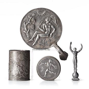 181. Nils Fougstedt, NILS FOUGSTEDT, a set of four pewter items, Svenskt Tenn, Sweden ca 1928.