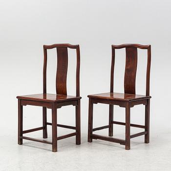 A pair of hardwood chairs, late Qing dynasty.