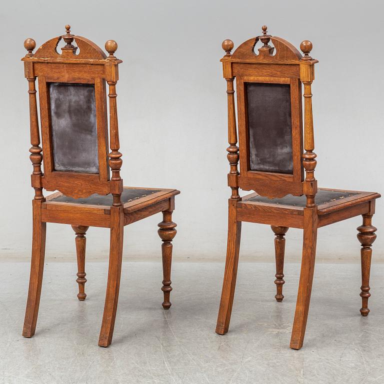 Eight chairs, late 19th Century.