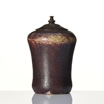 Patrick Nordström, a porcelain urn with patinated bronze lid, Royal Copenhagen, Denmark 1921.