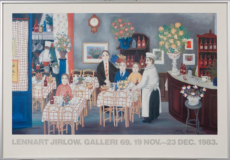 LENNART JIRLOW, utställningsaffisch offsettryck, Galleri 69, 19 nov - 23 dec, 1983.