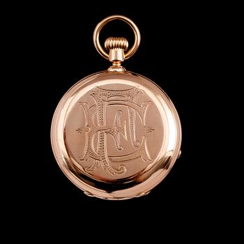FICKUR, 18 k guld, Patek Phillippe, Genève,savonett, daterad september 1884. Total vikt med urverk 122 g.