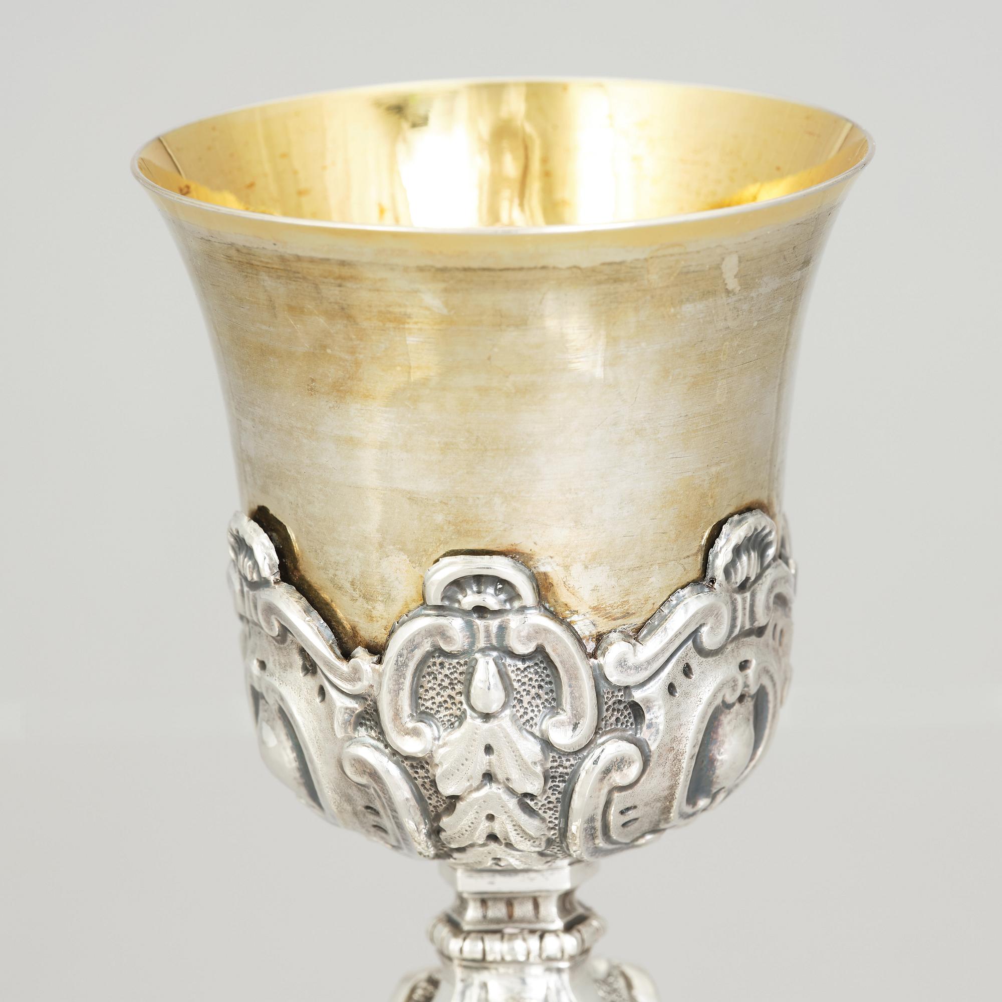 A 17th century parcel-gilt silver cup, possibly Rome.