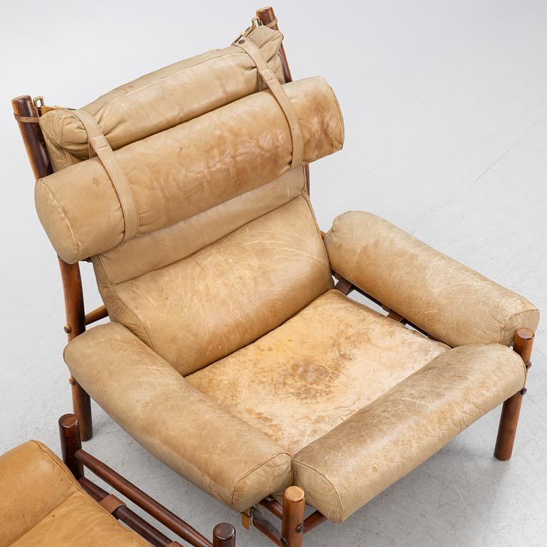 Arne Norell, an 'Inka' armchair and a foot stool, Norell Möbel AB, 1970's.